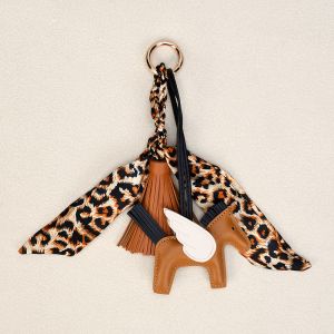 Flying Pegasus & Silk Scarf Key Ring Charm in Leopard 60270