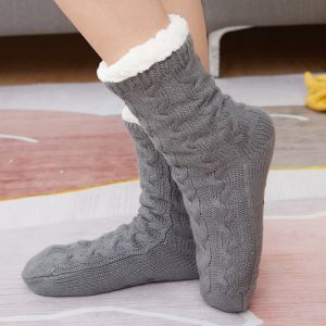 SDK068 long anti slip snuggling socks in Grey