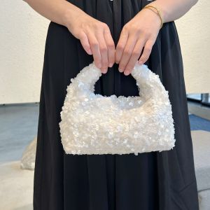 White Sequins Evening Clutch Bag