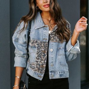 Leopard Mixed Denim Jacket