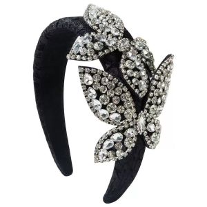 Crystal Embellished Butterfly Black Headband