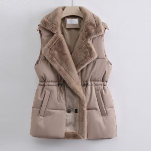 Faux Fur Trim Puffer Vest