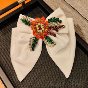 Crystal Floral Velvel Hair Bow Clip