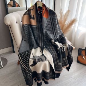 Super Soft Horse Winter Scarf in Black/Grey WS051