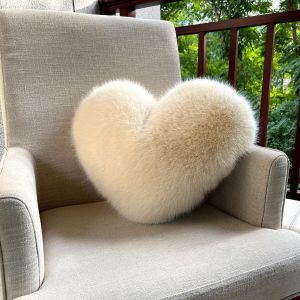 Soft Faux Fox Fur Heart Pillow
