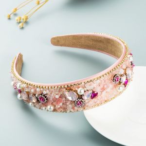 HA754 Crystals and stones headband in Pale Pink
