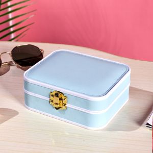 PUR073 Jewellery box with white edges in Baby Blue