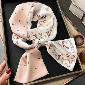 Rabbit & Polka Dot Silk Feel Neck Scarf