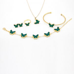EUR141 Butterfly jewellery Set of 5 in Green