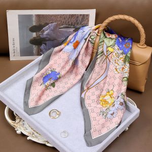 Romantic Floral Neck Silk Scarf in Pink F781