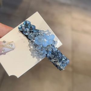 Iridescent Rhinestone Floral Hair Clip