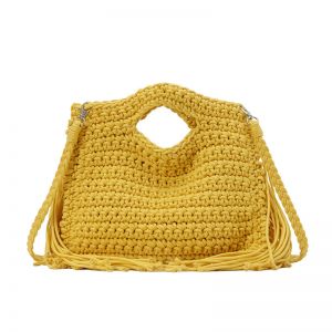 Crochet Knit Bohemian Fringed Crossbody Bag
