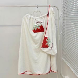 2 Pieces Strawberry Bath Wrap & Hair Drying Towel Set BATH056