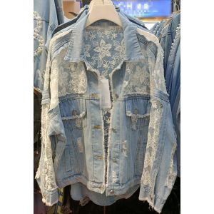 Versatile Denim Jacket with Sheer Lace Detail DNM02