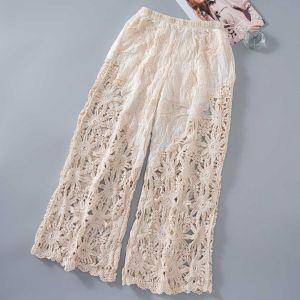 Summer Crochet Knit Wide Leg Pants