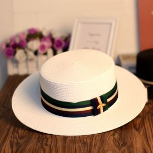 WA177 Bee straw hat in White