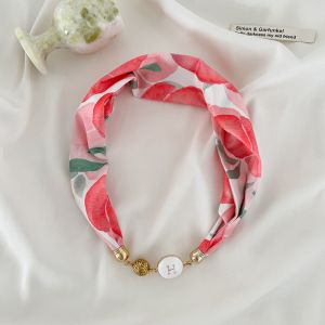 F719  letter H magnetic fastener neck scarf in Coral Red
