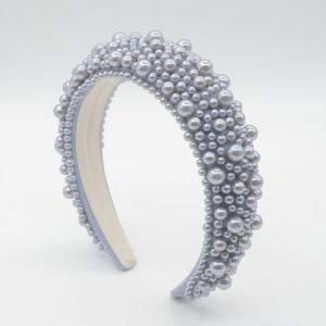 HA732 chunky cluster pearl headband in Silver