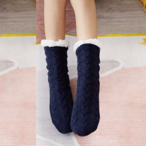 SDK068 long anti slip snuggling socks in Navy