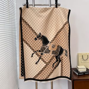 Classic Horse Motif Design Winter Scarf in Cream WS057