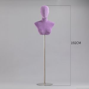 ST022 adjustable dummy bust with head in velvet Lilac