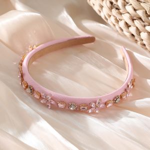 HA781 delicate crystal jewelled headband in Pink