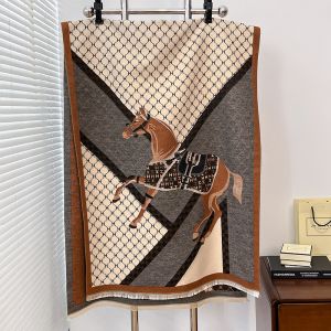 Classic Horse Motif Design Winter Scarf in Brown WS057