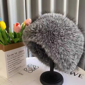 Faux Fur Soft Fluffy Winter Warm Plush Round Hat 