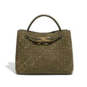 Textured Woven Tote Bag with Gold Bow Clasp