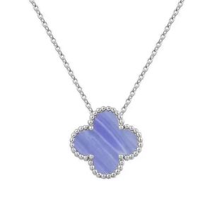EUR432 Four petals necklace in pale Blue