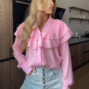 Long Sleeve Ruffle Tiered Blouse