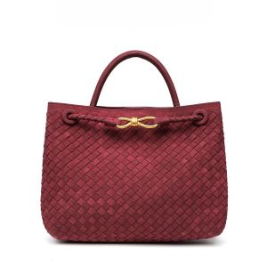 Textured Woven Tote Bag with Gold Bow Clasp