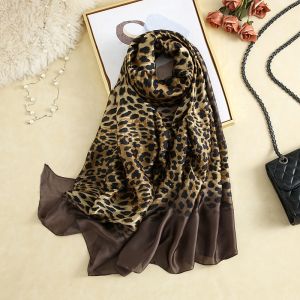 Leopard Print Satin Scarf in Brown TT341