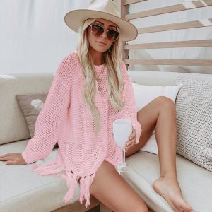 SDK074 crochet tassel top in baby Pink