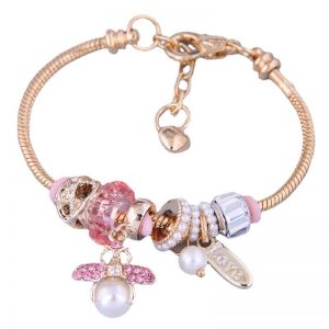 EUR155 crystal Bee bangle in Baby Pink