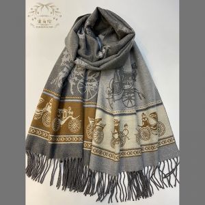 WS015 horse and carriage scarf in Grey