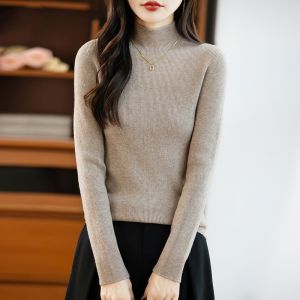 Soft Knit Mock Neck Plain Ribbed Sweater