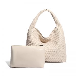 B1683 hand weave style Large tote bag in Cream