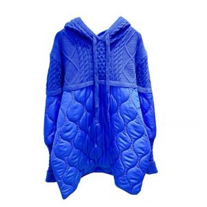 SK173 knitted puffer hoodie in Royal Blue