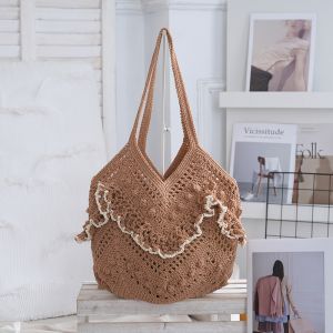 Crochet Ruffle Shoulder Summer Bag