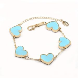 EUR208 Enamel Heart bracelet in Aqua Blue