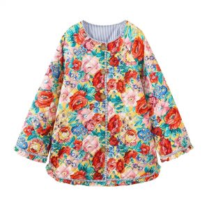 SK113 Floral print quilted vintage jacket in Multicolours