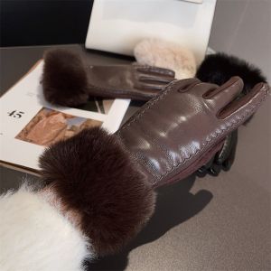 Premium Faux Leather & Plush Faux Fur Trim Gloves