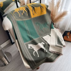 Super Soft Horse Winter Scarf in Green/Khaki WS051