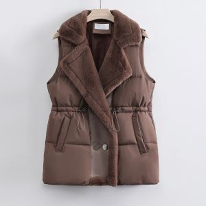 Faux Fur Trim Puffer Vest