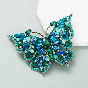 1525 oversized Crystal butterfly brooch in Blue/Green mix