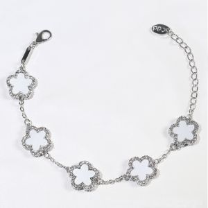 EUR348 Five petals bracelet in White (SILVER TONE)