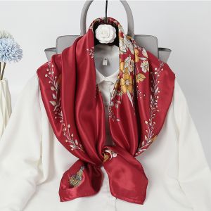 F753 Floral print neck scarf in Red