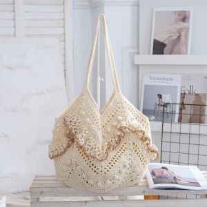 Crochet Ruffle Shoulder Summer Bag