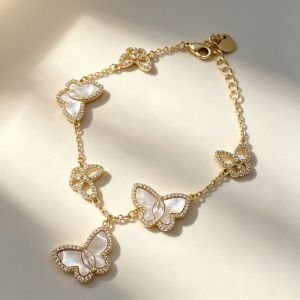 Crystals Butterflies Gold Toned Bracelet